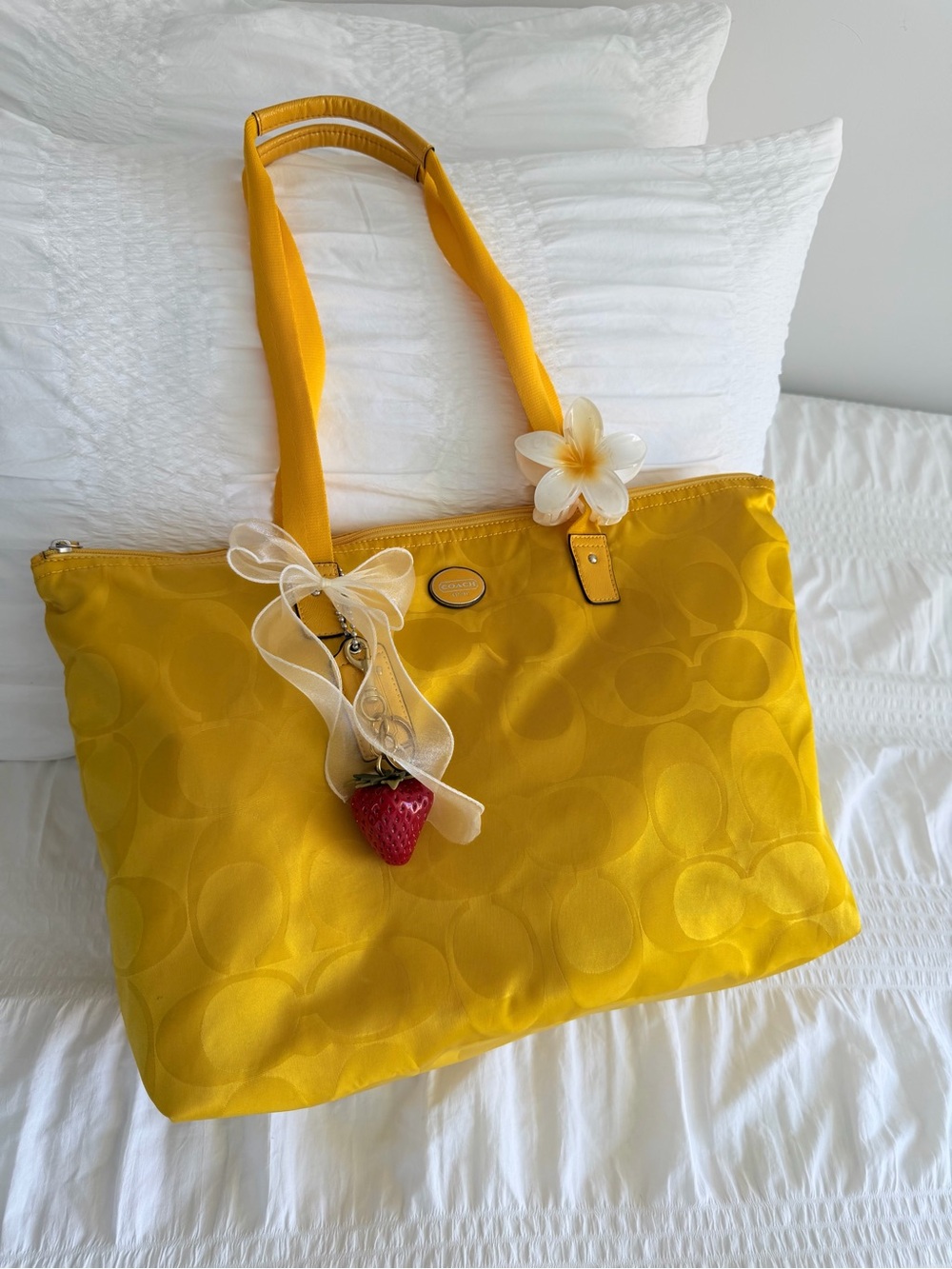 Vintage Coach Getaway Nylon Travel Tote Bag & Organizer Pouch Set